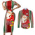 Custom Kiribati Christmas Couples Matching Short Sleeve Bodycon Dress and Long Sleeve Button Shirts Santa With Gift Bag Behind Ribbons Seamless Red Maori LT03 Red - Polynesian Pride