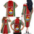 Custom Kiribati Christmas Family Matching Off Shoulder Long Sleeve Dress and Hawaiian Shirt Santa With Gift Bag Behind Ribbons Seamless Red Maori LT03 - Polynesian Pride