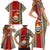 Custom Kiribati Christmas Family Matching Short Sleeve Bodycon Dress and Hawaiian Shirt Santa With Gift Bag Behind Ribbons Seamless Red Maori LT03 - Polynesian Pride