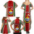 Custom Kiribati Christmas Family Matching Summer Maxi Dress and Hawaiian Shirt Santa With Gift Bag Behind Ribbons Seamless Red Maori LT03 - Polynesian Pride