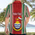 Custom Kiribati Christmas Hawaiian Shirt Santa With Gift Bag Behind Ribbons Seamless Red Maori LT03 - Polynesian Pride