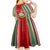 Custom Kiribati Christmas Kid Short Sleeve Dress Santa With Gift Bag Behind Ribbons Seamless Red Maori LT03 - Polynesian Pride