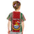 Custom Kiribati Christmas Kid T Shirt Santa With Gift Bag Behind Ribbons Seamless Red Maori LT03 - Polynesian Pride