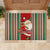 Custom Kiribati Christmas Rubber Doormat Santa With Gift Bag Behind Ribbons Seamless Red Maori LT03 - Polynesian Pride