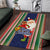 Kiribati Christmas Area Rug Santa With Gift Bag Behind Ribbons Seamless Blue Maori LT03 Blue - Polynesian Pride