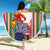 Kiribati Christmas Beach Blanket Santa With Gift Bag Behind Ribbons Seamless Blue Maori LT03 - Wonder Print Shop