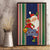 Kiribati Christmas Canvas Wall Art Santa With Gift Bag Behind Ribbons Seamless Blue Maori LT03 - Polynesian Pride