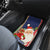 Kiribati Christmas Car Mats Santa With Gift Bag Behind Ribbons Seamless Blue Maori LT03 - Polynesian Pride