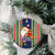 Kiribati Christmas Ceramic Ornament Santa With Gift Bag Behind Ribbons Seamless Blue Maori LT03 - Polynesian Pride