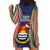 Kiribati Christmas Hoodie Dress Santa With Gift Bag Behind Ribbons Seamless Blue Maori LT03 - Polynesian Pride