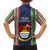 Kiribati Christmas Kid Hawaiian Shirt Santa With Gift Bag Behind Ribbons Seamless Blue Maori LT03 - Polynesian Pride