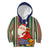 Kiribati Christmas Kid Hoodie Santa With Gift Bag Behind Ribbons Seamless Blue Maori LT03 Blue - Polynesian Pride