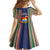 Kiribati Christmas Kid Short Sleeve Dress Santa With Gift Bag Behind Ribbons Seamless Blue Maori LT03 - Polynesian Pride