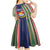 Kiribati Christmas Kid Short Sleeve Dress Santa With Gift Bag Behind Ribbons Seamless Blue Maori LT03 - Polynesian Pride