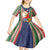 Kiribati Christmas Kid Short Sleeve Dress Santa With Gift Bag Behind Ribbons Seamless Blue Maori LT03 - Polynesian Pride