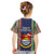 Kiribati Christmas Kid T Shirt Santa With Gift Bag Behind Ribbons Seamless Blue Maori LT03 - Polynesian Pride