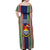 Kiribati Christmas Off Shoulder Maxi Dress Santa With Gift Bag Behind Ribbons Seamless Blue Maori LT03 - Polynesian Pride