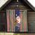 Kiribati Christmas Quilt Santa With Gift Bag Behind Ribbons Seamless Blue Maori LT03 - Polynesian Pride