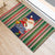 Kiribati Christmas Rubber Doormat Santa With Gift Bag Behind Ribbons Seamless Blue Maori LT03 - Polynesian Pride