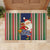 Kiribati Christmas Rubber Doormat Santa With Gift Bag Behind Ribbons Seamless Blue Maori LT03 - Polynesian Pride