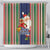 Kiribati Christmas Shower Curtain Santa With Gift Bag Behind Ribbons Seamless Blue Maori LT03 - Polynesian Pride