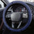 Kiribati Christmas Steering Wheel Cover Santa With Gift Bag Behind Ribbons Seamless Blue Maori