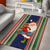 Custom Kiribati Christmas Area Rug Santa With Gift Bag Behind Ribbons Seamless Blue Maori LT03 - Polynesian Pride