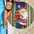 Custom Kiribati Christmas Beach Blanket Santa With Gift Bag Behind Ribbons Seamless Blue Maori LT03 - Wonder Print Shop