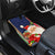 Custom Kiribati Christmas Car Mats Santa With Gift Bag Behind Ribbons Seamless Blue Maori LT03 - Polynesian Pride