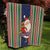 Custom Kiribati Christmas Quilt Santa With Gift Bag Behind Ribbons Seamless Blue Maori LT03 - Polynesian Pride