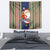 Custom Kiribati Christmas Tapestry Santa With Gift Bag Behind Ribbons Seamless Blue Maori LT03 - Polynesian Pride