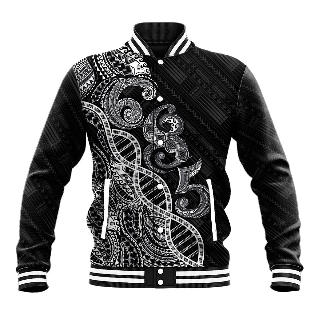 Samoan Traditional Tattoo 685 Baseball Jacket Tribal Tatau DNA Black Color LT03 Unisex Black - Polynesian Pride
