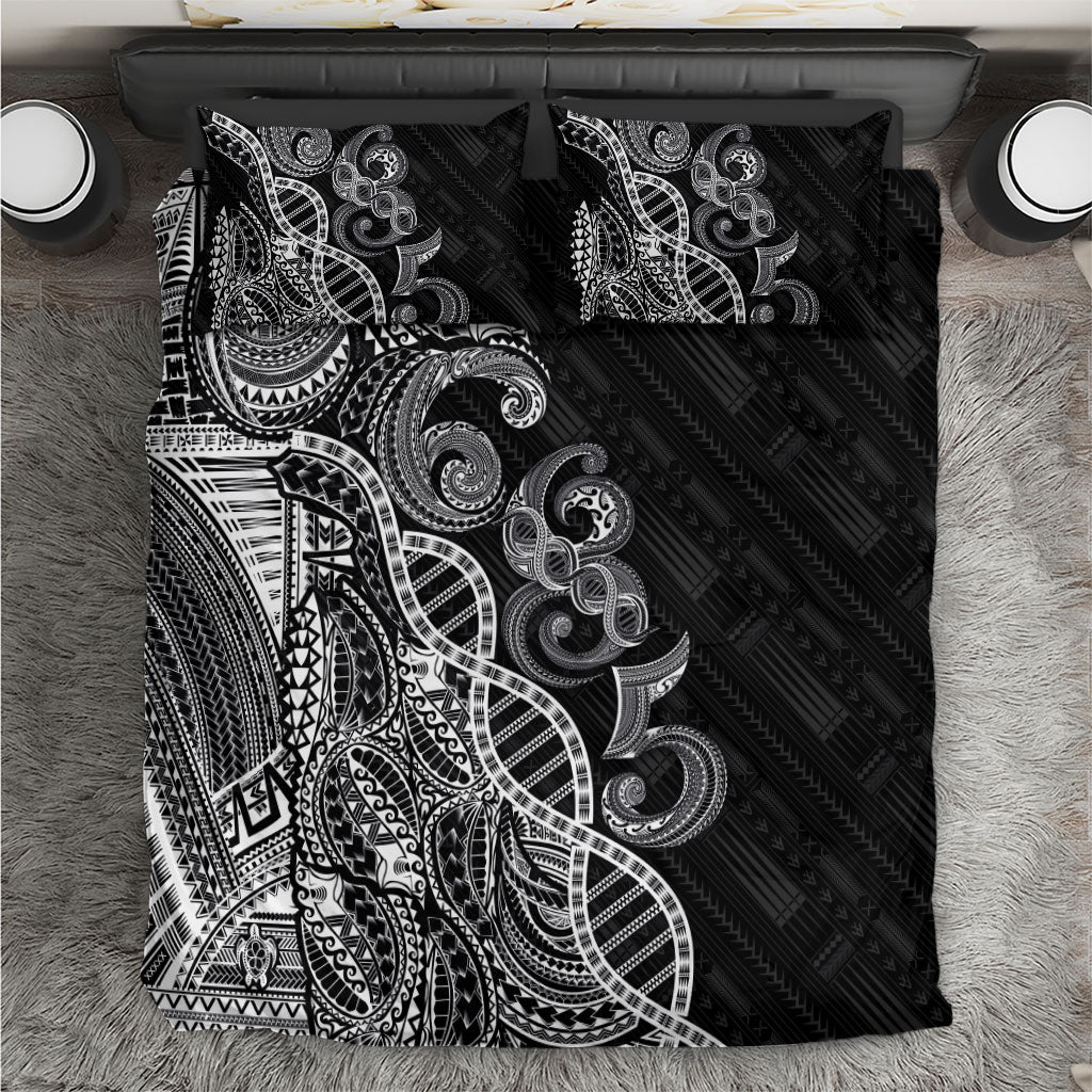 Samoan Traditional Tattoo 685 Bedding Set Tribal Tatau DNA Black Color
