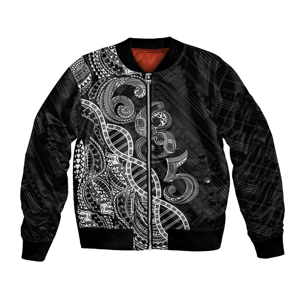 Samoan Traditional Tattoo 685 Bomber Jacket Tribal Tatau DNA Black Color LT03 Unisex Black - Polynesian Pride