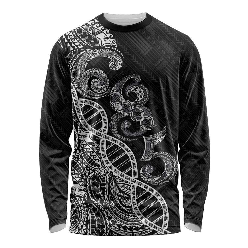 Samoan Traditional Tattoo 685 Long Sleeve Shirt Tribal Tatau DNA Black Color LT03 Unisex Black - Polynesian Pride