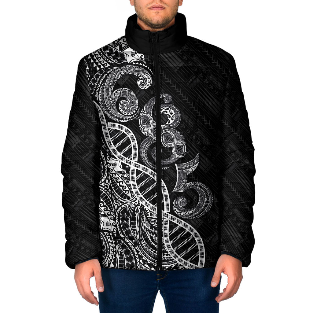 Samoan Traditional Tattoo 685 Padded Jacket Tribal Tatau DNA Black Color