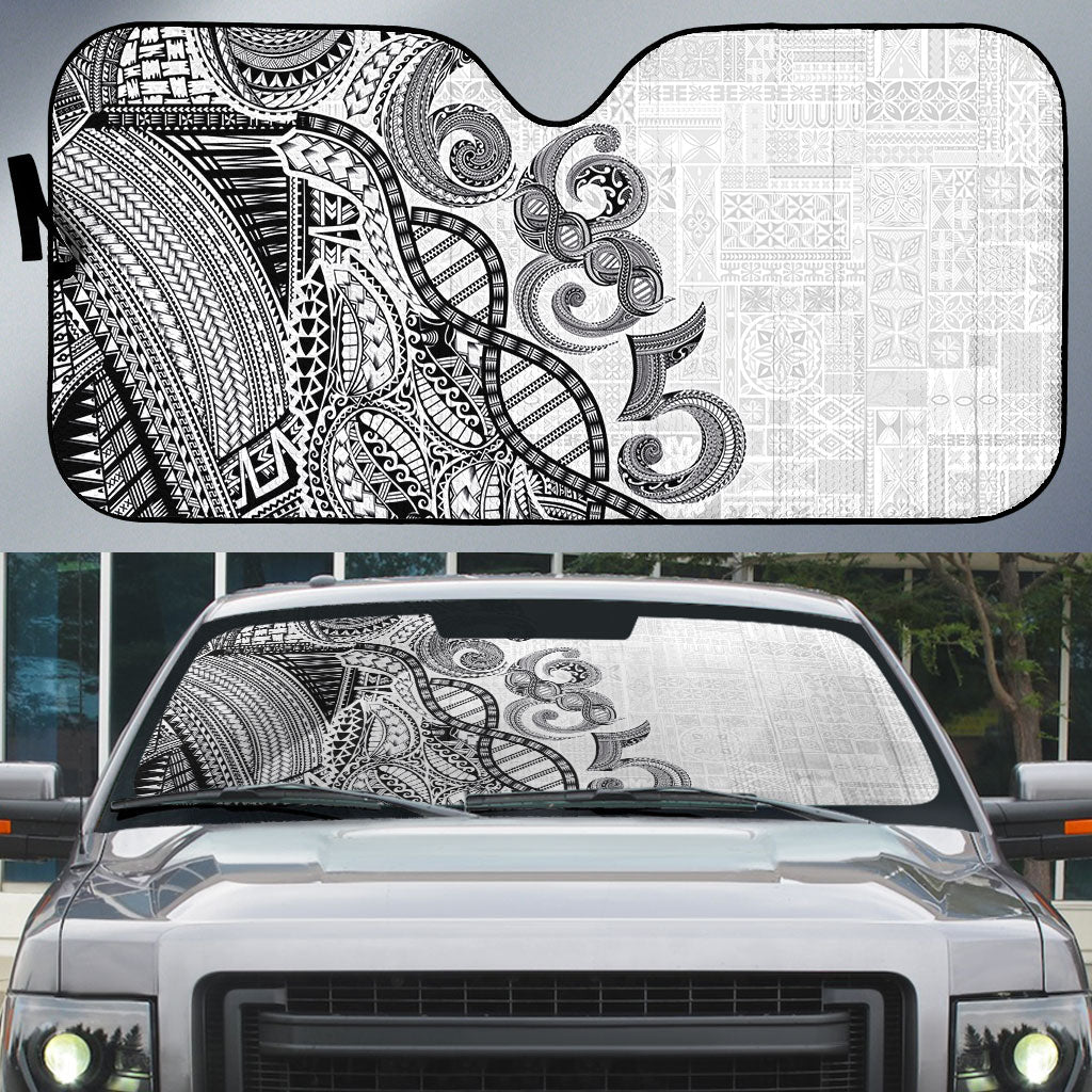 Samoan Traditional Tattoo 685 Auto Sun Shade Tribal Tatau DNA White Color
