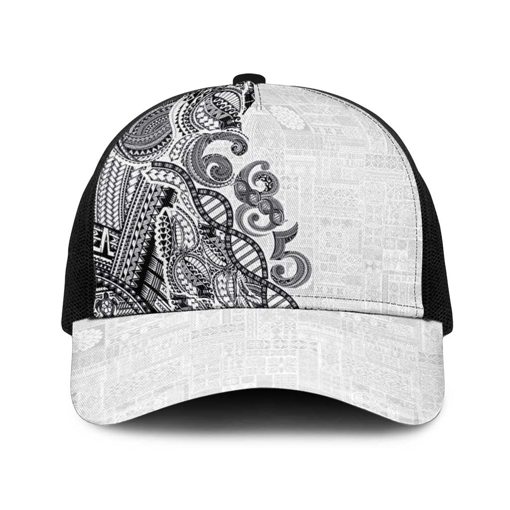 Samoan Traditional Tattoo 685 Baseball Net Cap Tribal Tatau DNA White Color