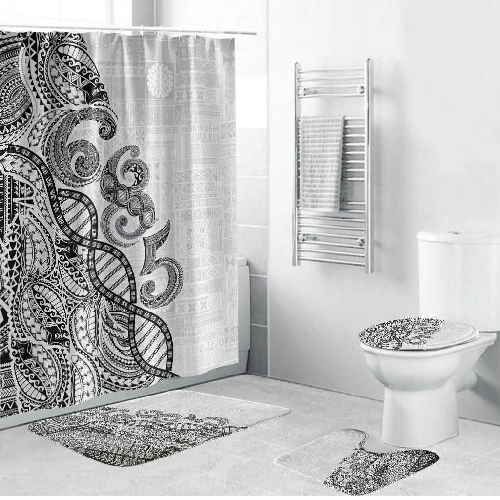 Samoan Traditional Tattoo 685 Bathroom Set Tribal Tatau DNA White Color LT03 Bathroom Set (4 pcs) White - Polynesian Pride