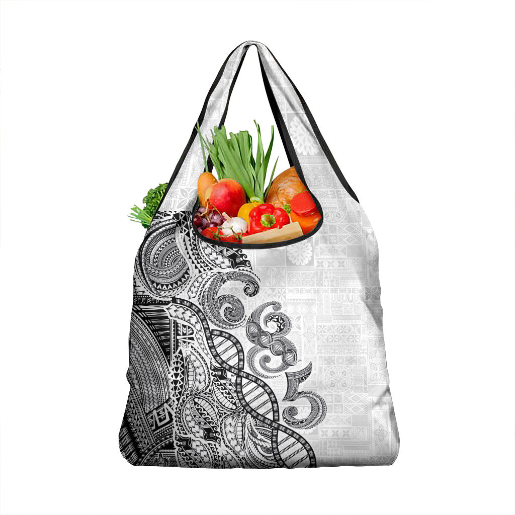 Samoan Traditional Tattoo 685 Grocery Bag Tribal Tatau DNA White Color