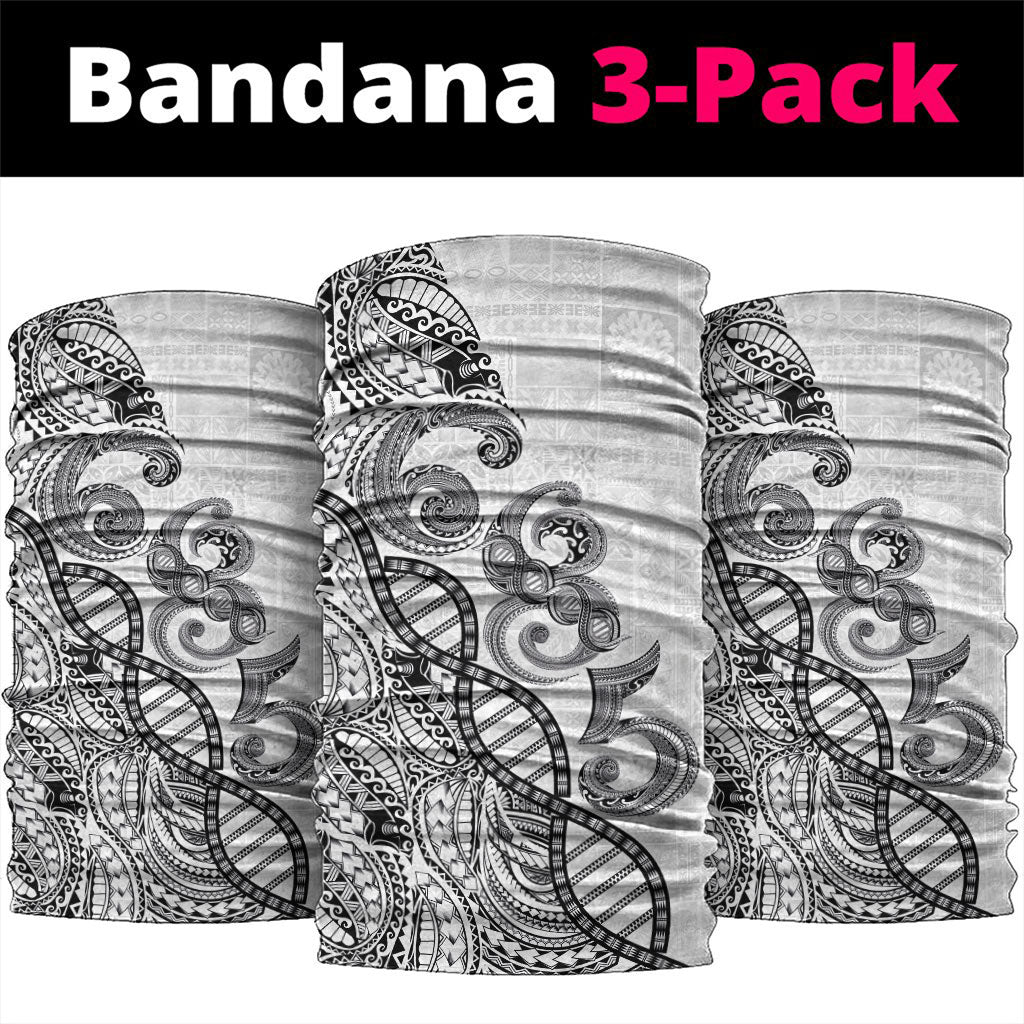 Samoan Traditional Tattoo 685 Neck Gaiter Tribal Tatau DNA White Color