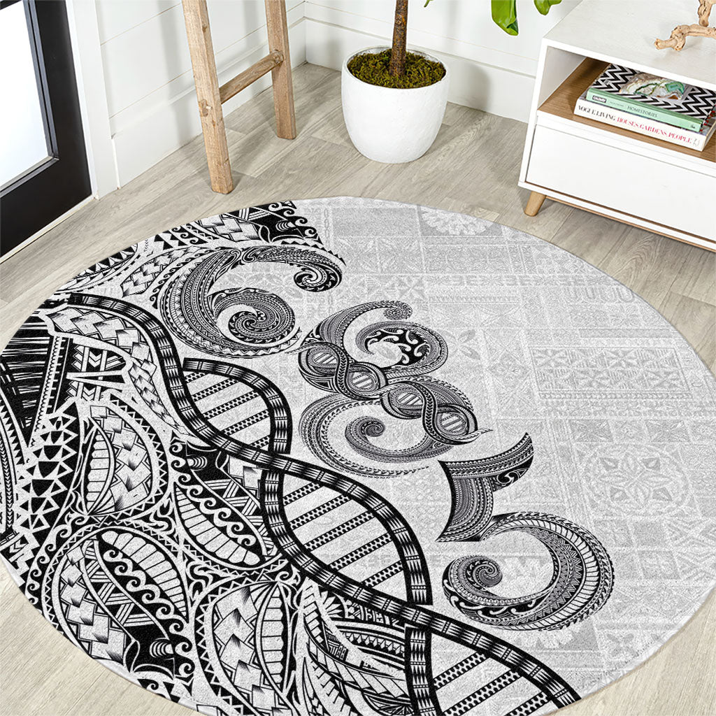 Samoan Traditional Tattoo 685 Round Carpet Tribal Tatau DNA White Color LT03 White - Polynesian Pride