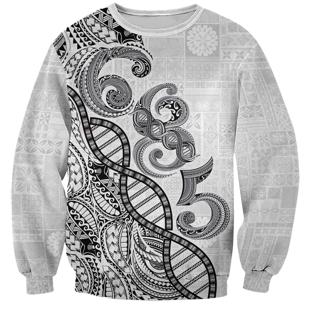Samoan Traditional Tattoo 685 Sweatshirt Tribal Tatau DNA White Color