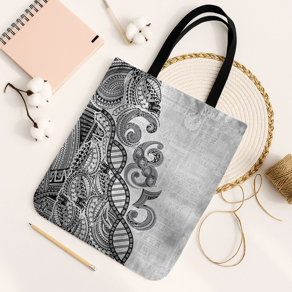 Samoan Traditional Tattoo 685 Tote Bag Tribal Tatau DNA White Color