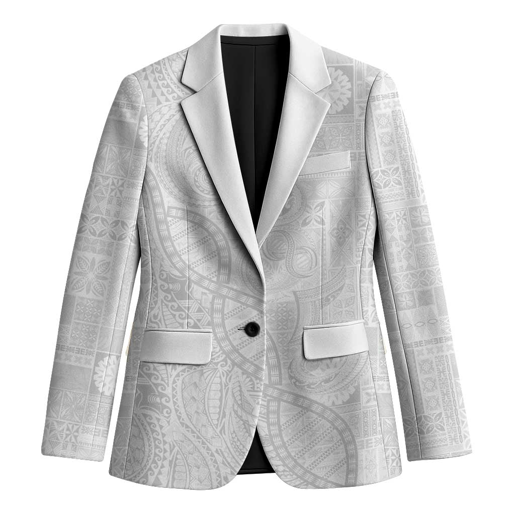 Samoan Traditional Tattoo 685 Blazer Tribal Tatau DNA All-White LT03 Unisex White - Polynesian Pride