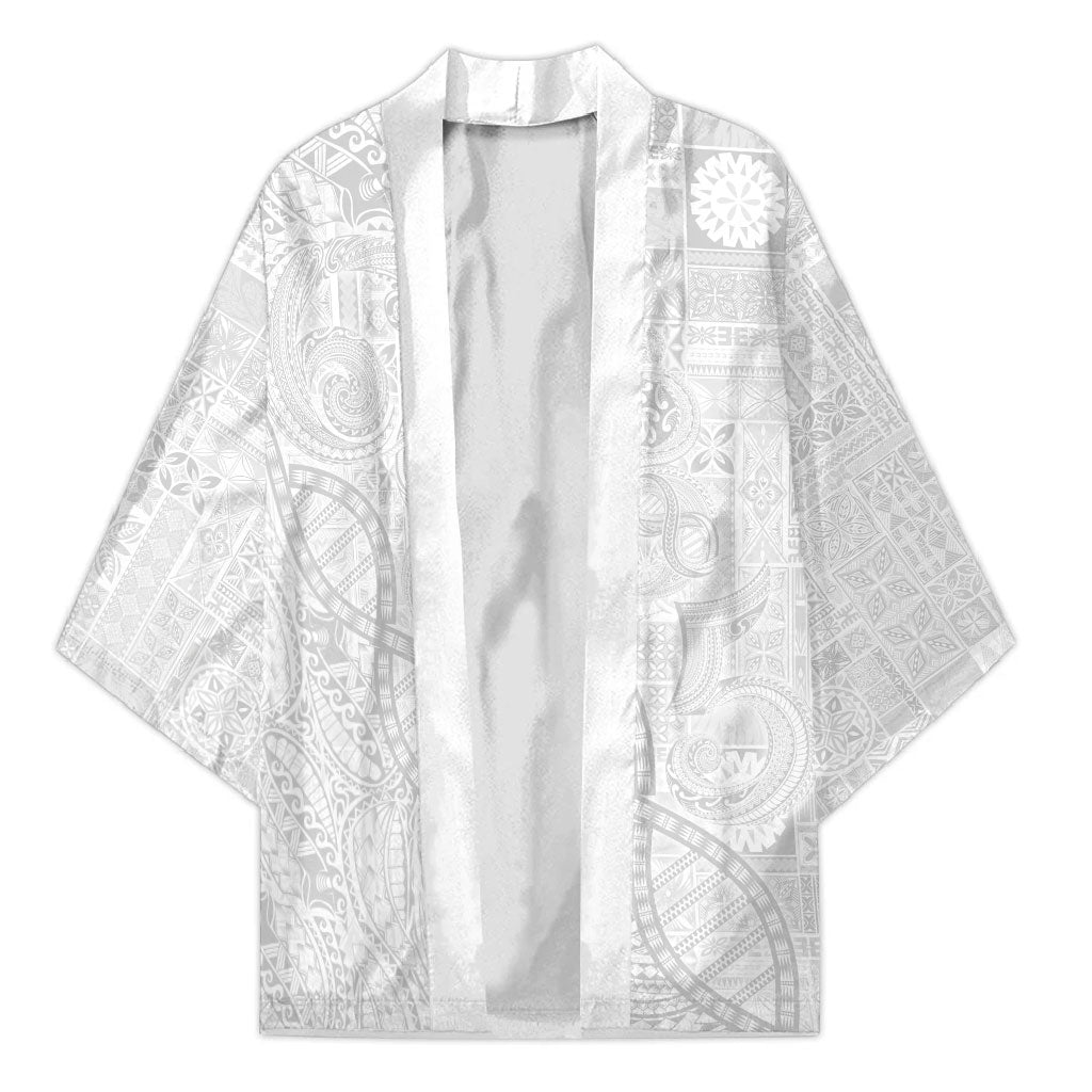 Samoan Traditional Tattoo 685 Kimono Tribal Tatau DNA All-White LT03 Unisex White - Polynesian Pride