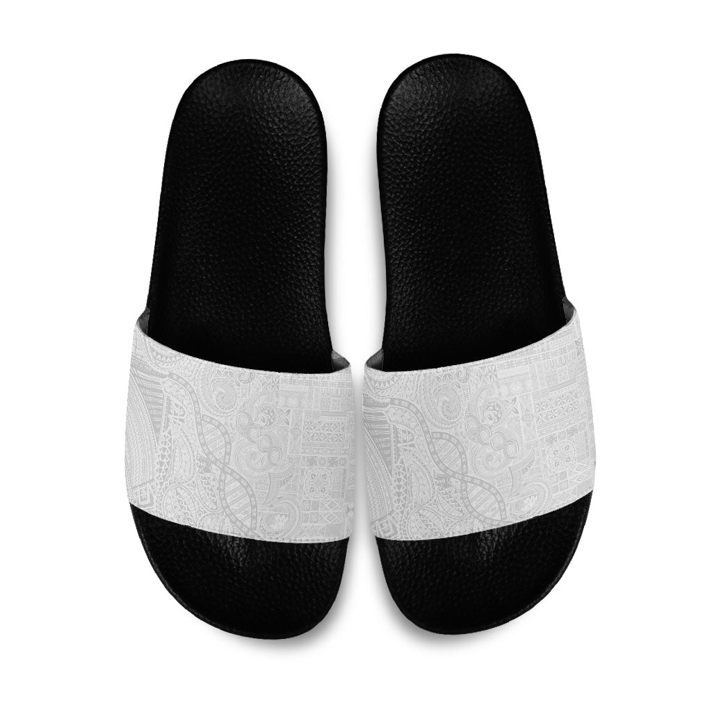 Samoan Traditional Tattoo 685 Slide Sandals Tribal Tatau DNA All-White