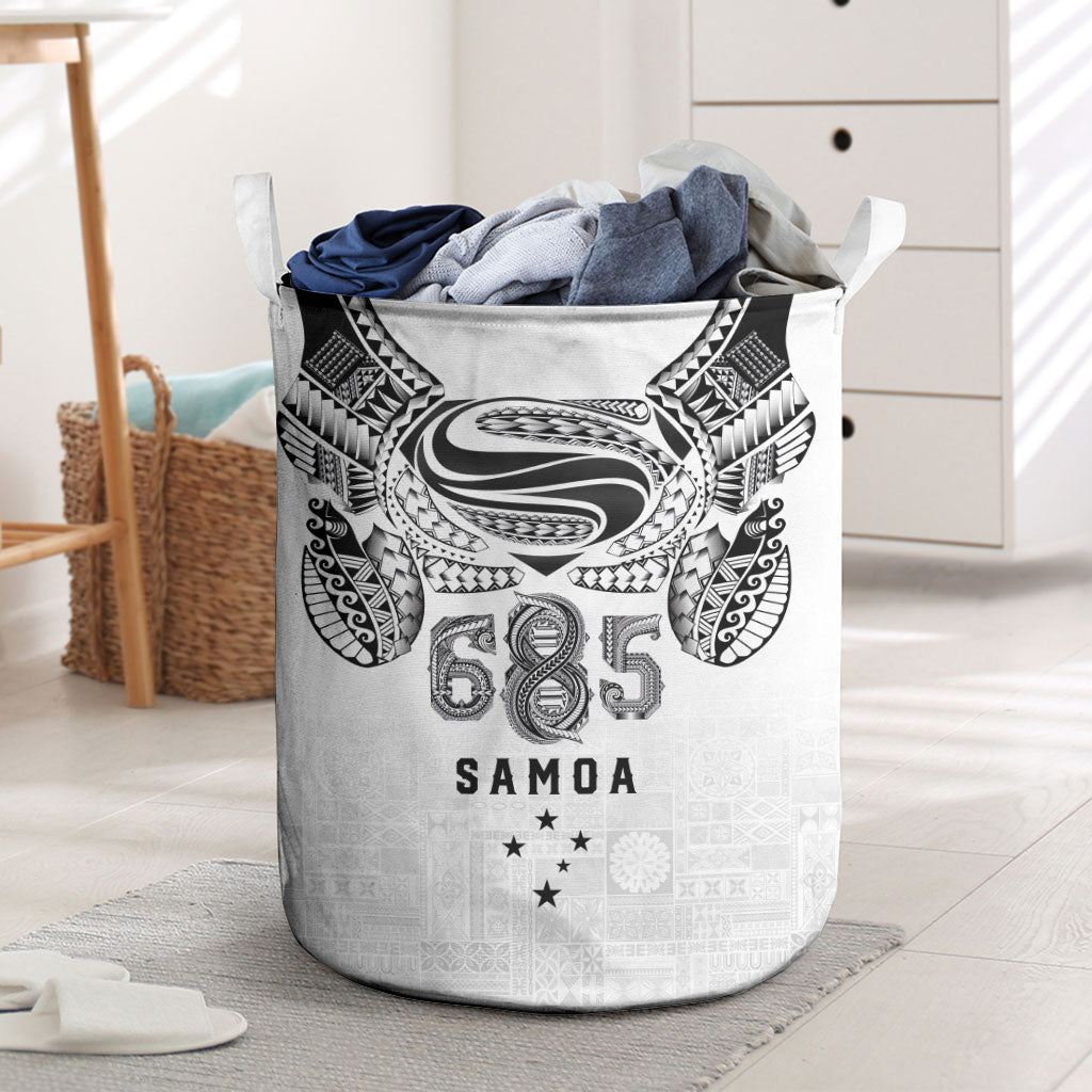 Super Samoa 685 Tribal Tattoo Laundry Basket Siapo Pattern White Edition