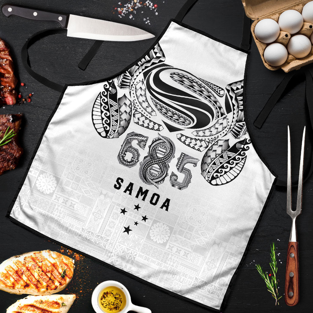 Super Samoa 685 Tribal Tattoo Apron Siapo Pattern White Edition LT03 White - Polynesian Pride