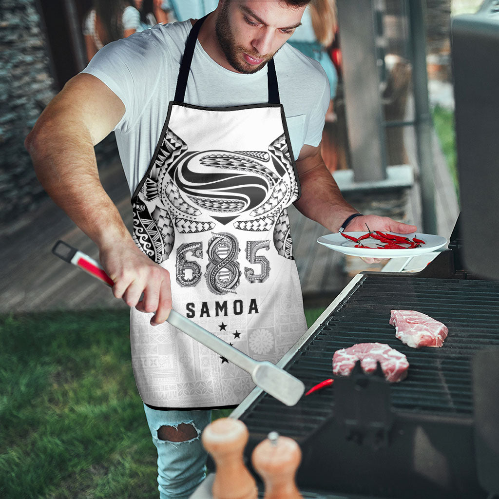 Super Samoa 685 Tribal Tattoo Apron Siapo Pattern White Edition LT03 - Polynesian Pride